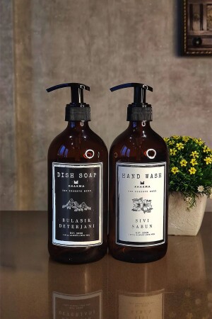 MNZ-2- Piece غسل الأطباق السائل والسائل صابون زجاجة صابون غير متواصلة مجموعة 500ml Bhsd BHSD - KHAKMA