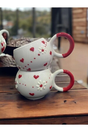 MNZ-2 حزمة خاصة حبوب قلب وديزي يد مطرز الحبيب كوب السيراميك مع فقاعات - Seracey