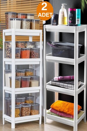 MNZ-2 قطع وحدة رف Vesken - شرفة حمام المطبخ منظمة رف متعددة الأغراض بيضاء TGM-0008 - Tugomer