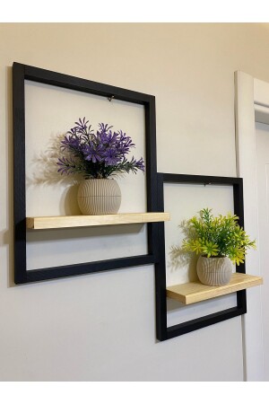 مكنسة النعيم من المنتج MNZ-2 ديكورات الأسود الخشبية المرفق الأزهار وعاء الجدار الزينة المنزلية مدخل القاعة بالكون الزينة - Virahome