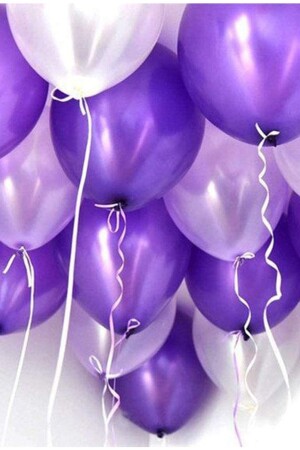 MNZ-20pcs مختلطة 10 بنفش 10 بالونات الليلية معدنية لامعة 12inc 30cm - Parti Dolabı