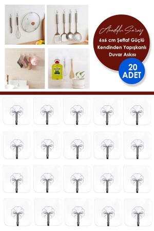 MNZ-20PCS شفاف قوية التلصق الذاتي الباب جدار معلقات الحمل الثقيل - Anadolu Saray Çarşısı