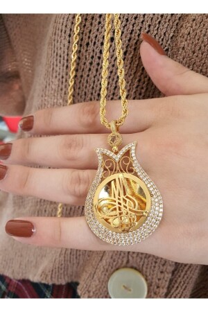 MNZ-22 كيراط زيركون من الذهب المغطاة الحجر المونوغرام العنق - Bariş Taki