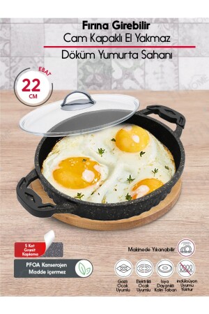 MNZ-22 Cm صلصة صبغة من الجرانيت غير المقاوم للنيران مع غطاء زجاجي 22CMSAHAN - fitfiyat