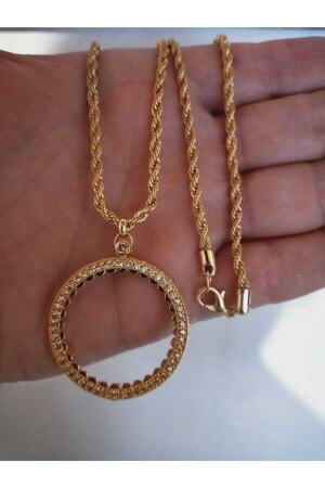 MNZ-22k طلاء ذهبية كاملة من الذهب إطار عنق 60 سم - Gezergold Taki