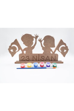 MNZ-23 أبريل يوم السيادة الوطنية والطفولة مجموعة لوحة خشبية (الطفل مع العلم) - İcons