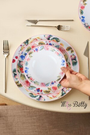 MNZ-24 قطعة روز ديلوكس عشاء مجموعة 6 أشخاص البورتسلين الجديد roseymk1 - Miss Betty