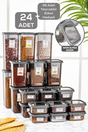 MNZ-24 قطع حاوية تخزين الطعام المربع الملصق - حاوية النباتات 6x(300-500-1100-1700 ML) حاوية الطعام MLN-151 - Meleni Home