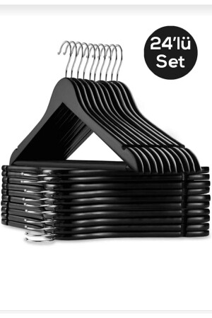 MNZ-24 قطع البلاستيك معلق الملابس السوداء الملابس معلق القميص معلق القميص معلق القميص معلق - Leonsas
