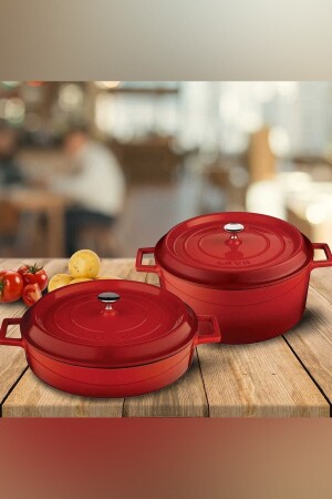 MNZ-24cm دائرة 28cm ضئيلة 2 قطعة حديد معدني مجموعة حمراء BAGLI03099 - Lava