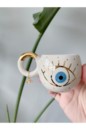 MNZ-24K كوب قهوة تركية مزدوجة ذهبية مع عينه الشريرة - كوب - 135 مل MUGGOZ1 - Mugtasarım