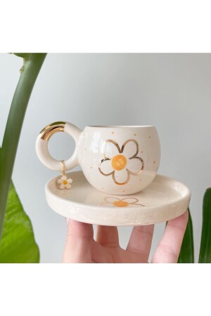 MNZ-24K كوب قهوة تركية مزدوجة ذهبية مع ديزي مغباطيا - Mugtasarım