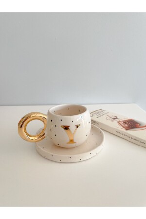 MNZ-24k ذهبية ذهبية كوب قهوة تركية مزدوجة حرف و MUGYLETTER - Mugtasarım