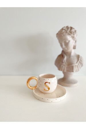 MNZ-24k ذهبية زجاجية كوب قهوة تركية مزدوجة حرف S MUGSHARFİ - Mugtasarım