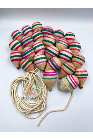 MNZ-25pcs خشبية العبث العلوي الحساسة لعبة الأطفال الطبيعية 1-5 مترات حبل العبث العلوي لعبة العبث العلوي - Güzelyüz Avm