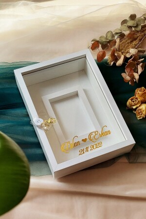 MNZ-25x35 سم نموذج أبيض تصميم بلاستيكي مربع الزهور إطار ذاكرة مع منطقة الصورة! - Verda Çerçeve