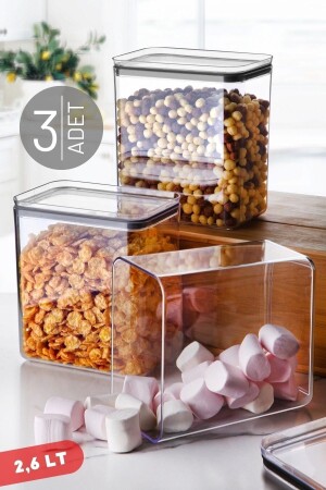 MNZ-2.60 Lt مستطيل مضغوطة ، وقابلة للتسرب مخزن وتزويد الحاوية 3 قطع شفافة NDY-EP-157 - Nandy Home