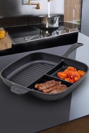 MNZ-26x30cm 3 قطاعات حديد معدني مع حفرة معدنية سوداء 2021ST2814 - Lava