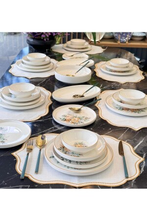 MNZ-27 قطعة إستانبول زهرة خضراء عشاء مجموعة - Onedekor