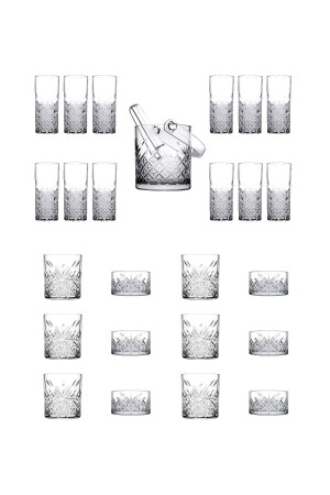 MNZ-27 قطعة متعة مجموعة الكؤوس الطويلة + الكؤوس القصيرة + القهوة العشوائية + القهوة الجليدية US0661065 - Paşabahçe