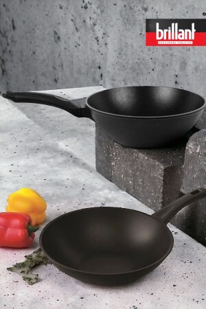 MNZ-28 Cm Wok Pan Cast Fireproof Non-Stick Granite Pan PFOA-Free Aluminum Pan PRA-8864617-9358 - Brillant