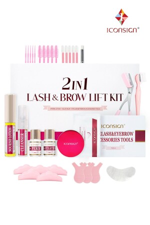 MNZ-2in1 مجموعة جديدة ليش لف-شعر رفع-السم و العين مجموعة كبيرة (مع ملصق بالام الجديد) - Iconsign Lash Lift
