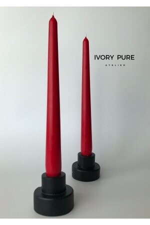 MNZ-2pcs حامل شمعة شمعة سوداء - حامل شمعة ديكوراتية - شمعة طويلة - Ivorypure.Co