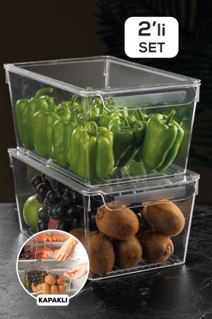 منظمة الثلاجة MNZ-2-piece مع غطاءات داخل الثلاجة منظمة 14 X 32.5 X 20 سم MCH-550 - Meleni Home