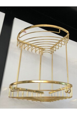 MNZ-2-piece ذهب النحاس زاوية رف شامبو حامل لاصلب 2 قطعة ذهب زاوية سباق - Sedef