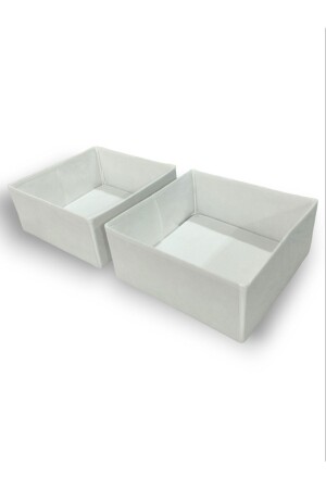 مجموعة منظمة الدرج الأبيض MNZ-2-Piece - مجموعة صندوق الخزانات متعددة الأغراض (28*28*13 سم) - Balkan Room