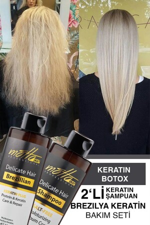 MNZ-2-Piece برازيلية تنفخ الشامبو الجاف الكيراتين المباشر مجموعة الرعاية (400ML SHAMPOO 400ML KERATIN) 28400950 - Motto Plus Professional