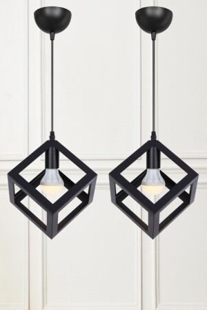 MNZ-2-Piece Cube واحد أسود مصباح معلق شمعة E372 - EvLight