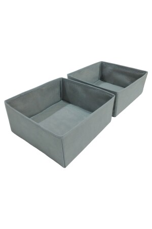 مجموعة منظمة مخزنات MNZ-2-Piece Gray Drawer Organizer Set - مجموعة صناديق الخزانات متعددة الأغراض (28*28*13 سم) - Balkan Room