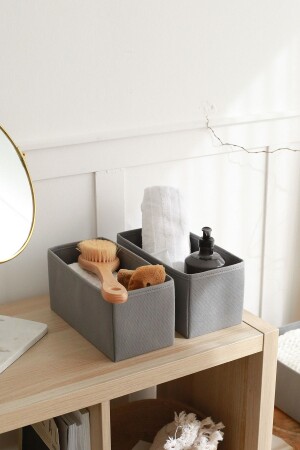 MNZ-2-Piece Gray غرفة الأطفال خزانة الدرج غسيل منظمة التخزين صندوق التخزين منظمة KK2-MEDIUM-STRAIGHT GRAY - Rek Home