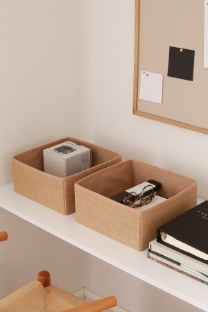 MNZ-2-Piece Jute غرفة الأطفال خزانة الدرج غسيل منظمة مخزن التخزين منظمة KK2-BYK-JUT - Rek Home