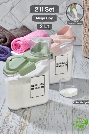 MNZ-2-Piece Lid سائل مسحوق مخزن المواد المضافة حاوية للمستحمام منظمة مخزن متعدد الأغراض 2 ليت - Tugomer