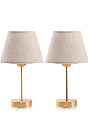 MNZ-2-Piece Linen Fabric غرفة النوم مصباح طاولة من الذهب - Evlight