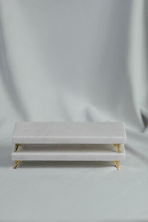 MNZ-2-Piece Marble تقديم رف، الملف المتحرك المعدني ساق MERALP530 - MERALP