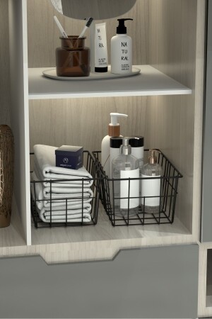 MNZ-2-Piece حجم كبير سلة الفخام المطبخ منظمة الحمام منظمة سلة الأسلاك سلة معدنية منظمة سلة الفاكهة - Moniev