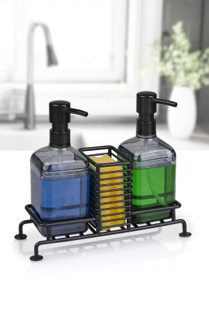 MNZ-2-Piece دخان لون صابون سائل مع مقعد أسود - Okyanus Home