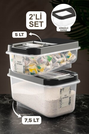 حاوية تخزين المواد المضطربة المسموحة بالشخصية MNZ-2-piece مع غطاء متزحلق - tablet Dispergent Storage Box 5lt-7,5lt Anth - Meleni Home