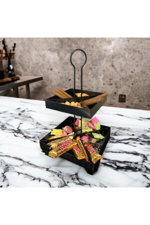 كأس خفيفة معدنية مزخرفة من MNZ-2-Tier ، وعلبة تقديم الجبن - حامل لذيذ تركي - المكروونات والقوقاق والماء العذب 20210 - decorelax