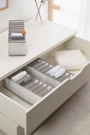 MNZ-3 قطع 10 قطع غرف خزانة ذات شريطات رمادي تنسيق منظمة الغسيل المثبتة - Ocean Home Textile