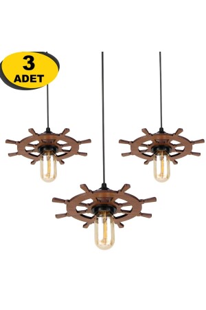 MNZ-3 قطع ديكوراتية القنبلة الخشب الطبيعي مصباح العلق الشنابل - 204 204 القنبلة 3 قطع - Morvizyon