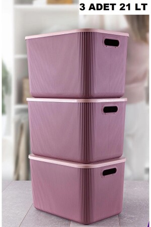 MNZ-3 قطع 21 Lt تخزين الخزانة الأرجوانية منظمة الألعاب والسلة الغسيل الملابس صندوق تخزين BAYEV-21LTMORSTORAGE3PCS - Bayev