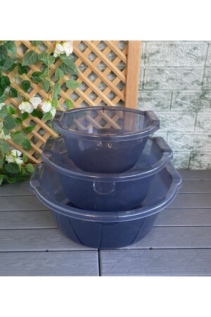 مجموعة حوض MNZ-3 قطعية أنتراتيت لون مستدير حوض الأطباق البلاستيكي حوض الطعام حاوية 3 قطعية حوض سيء حوض - Gerçektrend