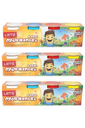 MNZ-3 قطعة مجموعة 4 حجم كبير لعب الخبز 4 ألوان 600gr PRA-4670269-0030 - Lets