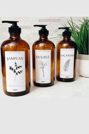 MNZ-3 حزمة شامبو زهرة النمر، غيل الاستحمام ومكييفات ملصق زجاجة بلاستيكية 500 مل - Lalezen Home