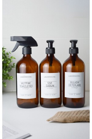 MNZ-3 قطعة زجاجة زجاجية من الألمبير 500 مل غسل الأطباق السائل السائل صابون مطبخ نظيف ملصق مجموعة خاصة - LALEZEN HOME