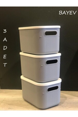 MNZ-3 قطع التخزين 6lt مربع منظمة متعددة الأغراض الرمادي مع الغطاء، مربع التخزين الزخرفي BAYEV-DZNLYC6LT - Bayev